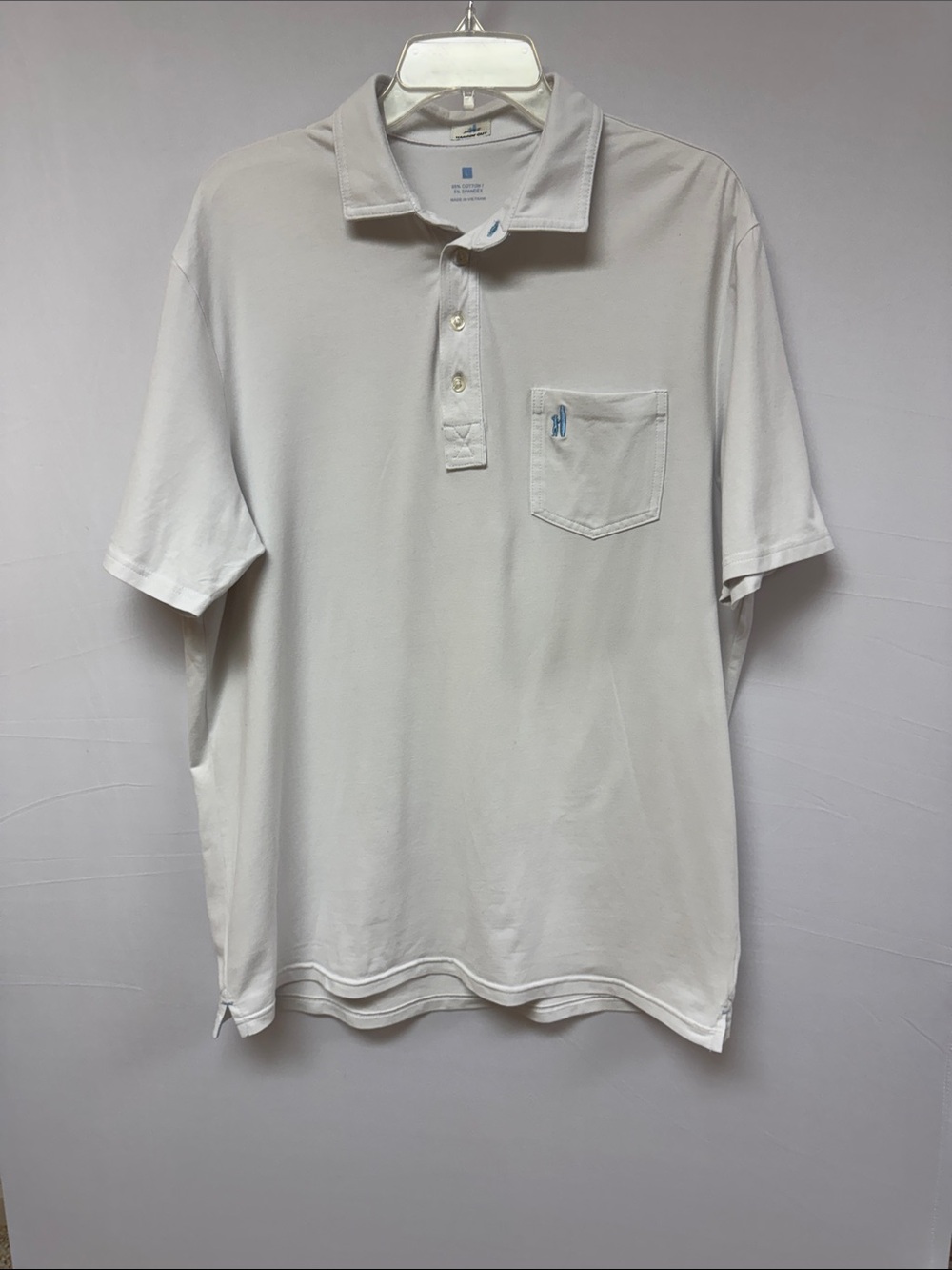 johnnie-O White Short-Sleeve Polo with Chest Pocket Size Large
